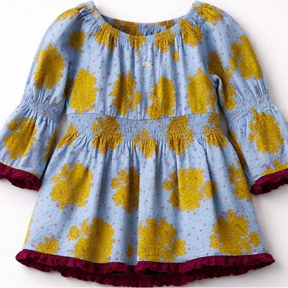 Matilda Jane Character Counts Amelie blue and sage green floral smocked top 2